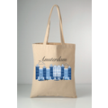 Canvas bag huisjes blauw amsterdam