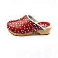 DINA Swedish leather clogs red with dots