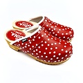 DINA Swedish leather clogs red with dots