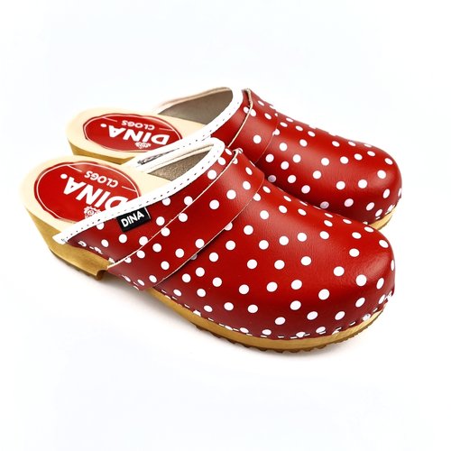 DINA DINA leather clogs red with dots