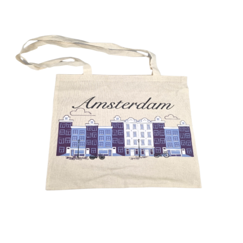 Canvas bag houses blue amsterdam