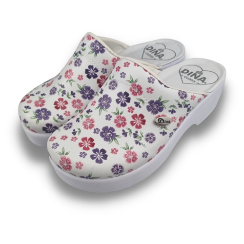 DINA Medical clogs with PU sole - Purple flowers