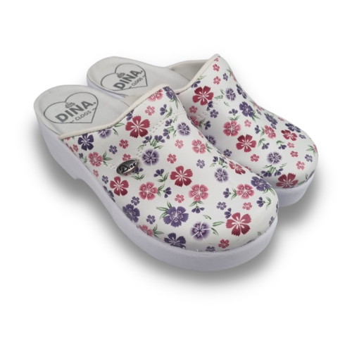 DINA Medical clogs with PU sole - Purple flowers