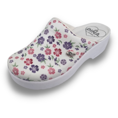 Medical clogs with PU sole - Purple flowers