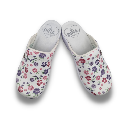 DINA Medical clogs with PU sole - Purple flowers