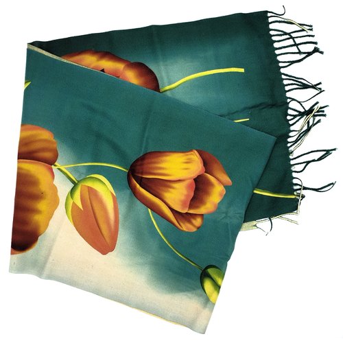 Irene Tulip scarfs Tulpensjaal groen 170*30