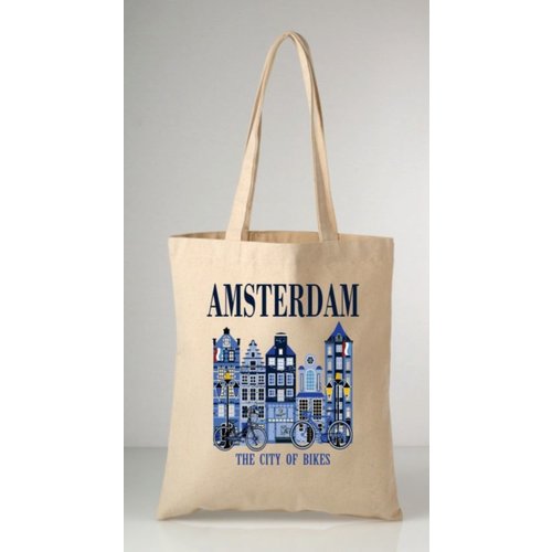 Canvas bag Amsterdam Delftblue houses