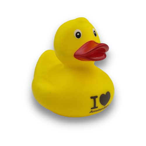 Dutch Ducky Badeend - I Love Amsterdam - geel 8cm