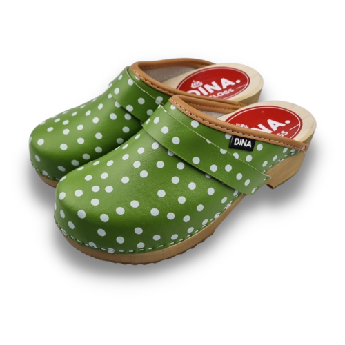 DINA DINA leather clogs Green dots