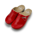 DINA PU clogs  - Shiny red with embroidery