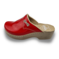 DINA PU clogs  - Shiny red with embroidery