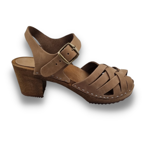 DINA DINA heels Betty - coffee brown - gevlochten nubuck leer