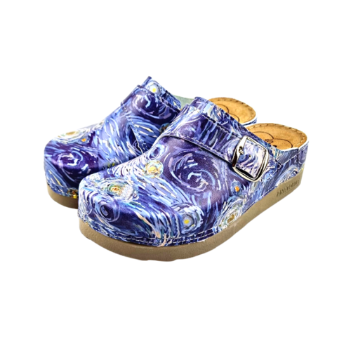 DINA PU clogs  - van Gogh starry night