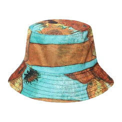 Sun hat Van Gogh sunflower light blue