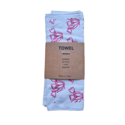 pink tulips kitchen towel