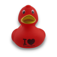 Badeend - I Love Amsterdam - Rood 8cm