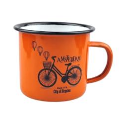 Enamel Mug Orange bike and balloons