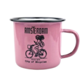 Enamel Mug Pink girl on bike
