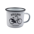 Enamel Mug White bike Holland