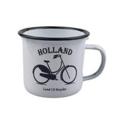 Emaille mok Wit bike Holland