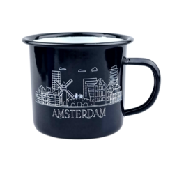 Enamel Mug Black skyline Amsterdam