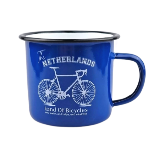 Emaille mok Blauw bike the Netherlands