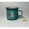 Enamel Mug Green Holland windmill