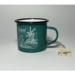 Enamel Mug Green Holland windmill