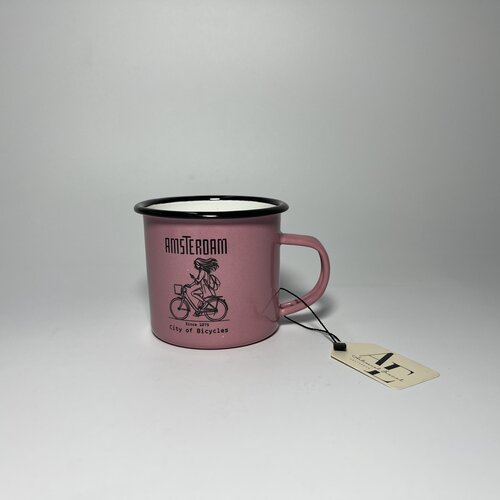 Enamel Mug Pink girl on bike