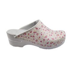 Medical clogs with PU sole - pink flowers