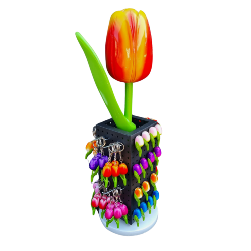 Tulips table display with tulip keyhangers and magnets