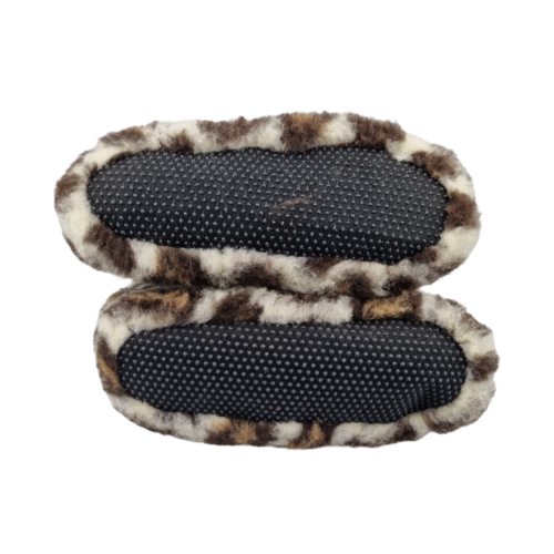 DINA slippers natural wool - high model - Leopard print