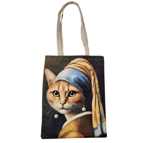 Canvas tas Poesje met de parel