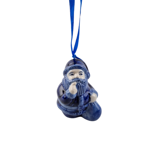 Delftsblauw ornament kerstman 8cm