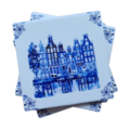 Onderzetters 4-pack huisjes Delftsblauw