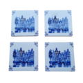 Onderzetters 4-pack huisjes Delftsblauw
