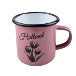 Emaille mok Roze tulp Holland