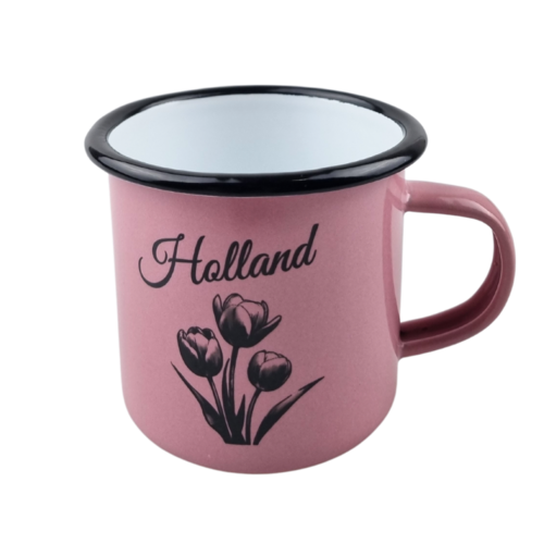 Emaille mok Roze tulp Holland