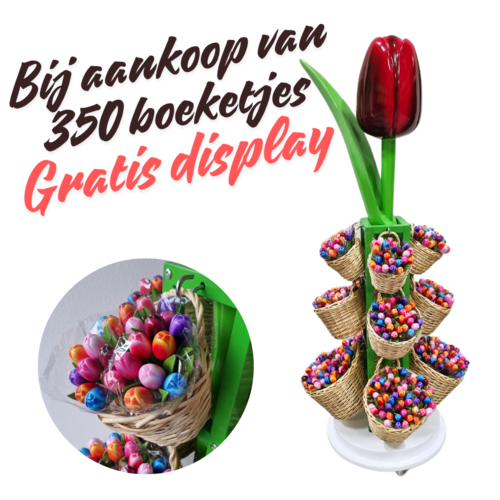 350 boeketjes 18cm + tulp display
