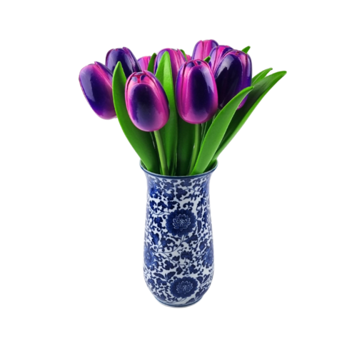 Tulip Vase Delftblue + 9 tulips (choose your colors)