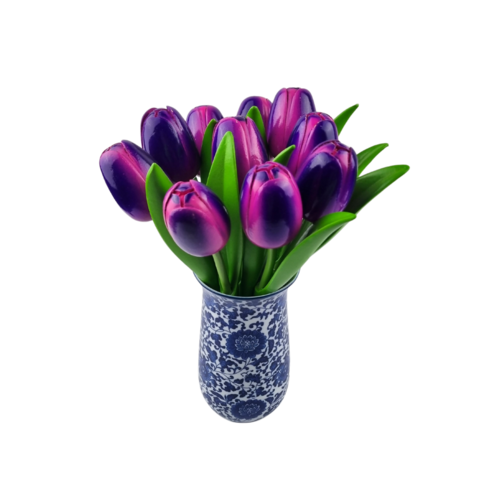 Tulip Vase Delftblue + 9 tulips (choose your colors)
