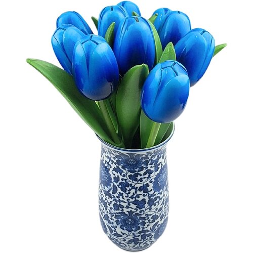 Tulip Vase Delftblue + 9 tulips (choose your colors)