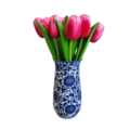 tulpenvaasje Delftsblauw + 9 tulpen (diverse kleuren)