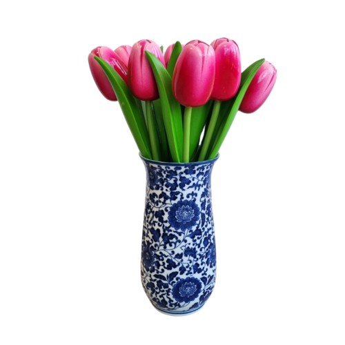 Tulip Vase Delftblue + 9 tulips (choose your colors)
