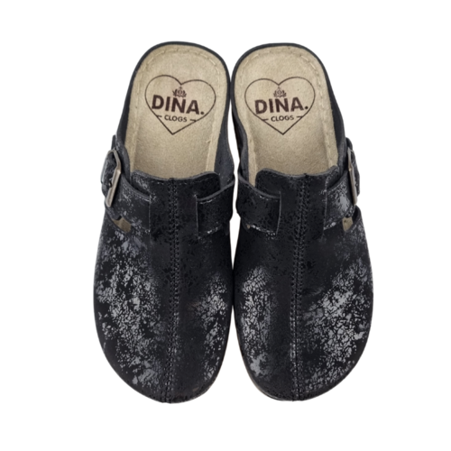 DINA PU clogs  -  Black with buckle