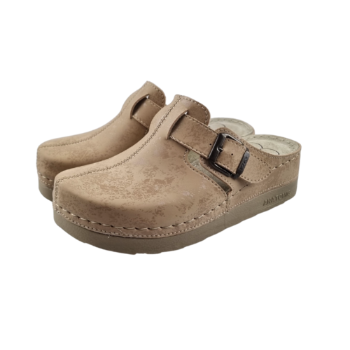 DINA PU klompen -  Beige met gesp