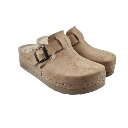 DINA PU klompen -  Beige met gesp