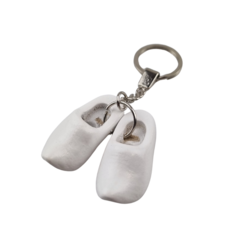 Klompsleutelhanger 2 klompjes wit - onbedrukt