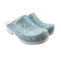 DINA Medical clogs with PU sole - blue with daisies