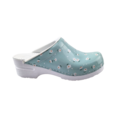 DINA Medical clogs with PU sole - blue with daisies